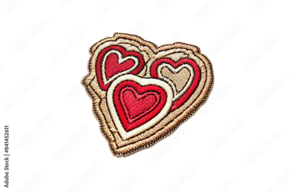 Embroidered heart patches with red and beige hearts, perfect for clothing or craft decoration. High-quality and detailed design. Embroidered heart patches with red and beige hearts, perfect for clothing or craft decoration. High-quality and detailed design.