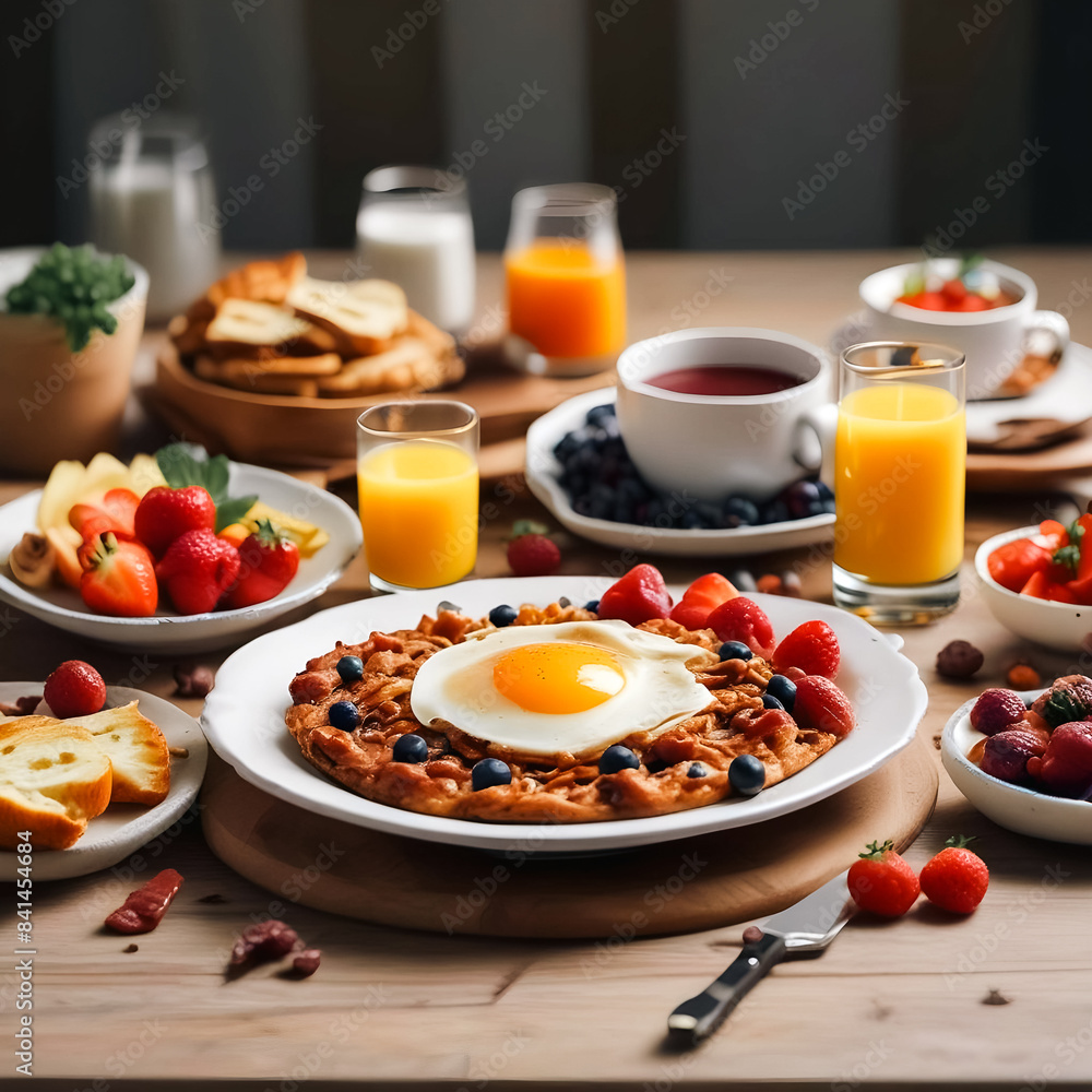 Healthy breakfast with muesli and berries. A nutritious breakfast for a great mood and a successful day Healthy breakfast with muesli and berries. A nutritious breakfast for a great mood and a successful day