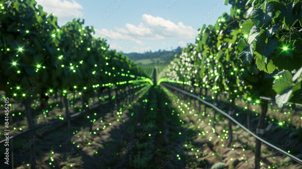 Fototapeta premium Imagine a future where all g harvesting is done by smart machines leaving workers free to focus on other important tasks in the vineyard.