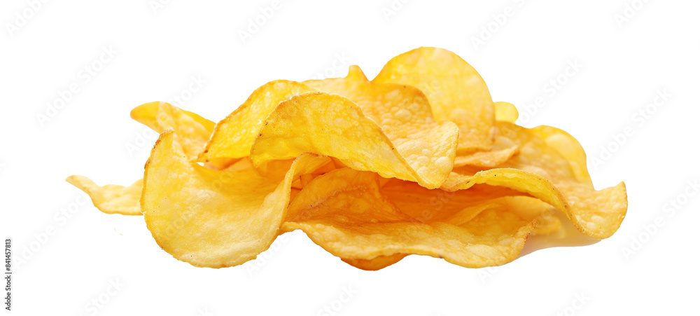 Set collage potato chips on white background isolation Set collage potato chips on white background isolation