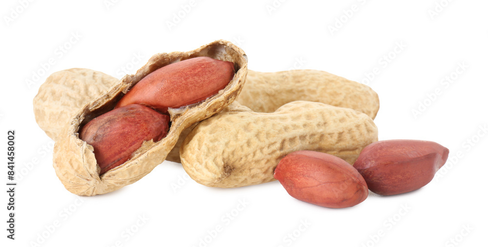 Fresh peanuts isolated on white. Healthy snack Fresh peanuts isolated on white. Healthy snack