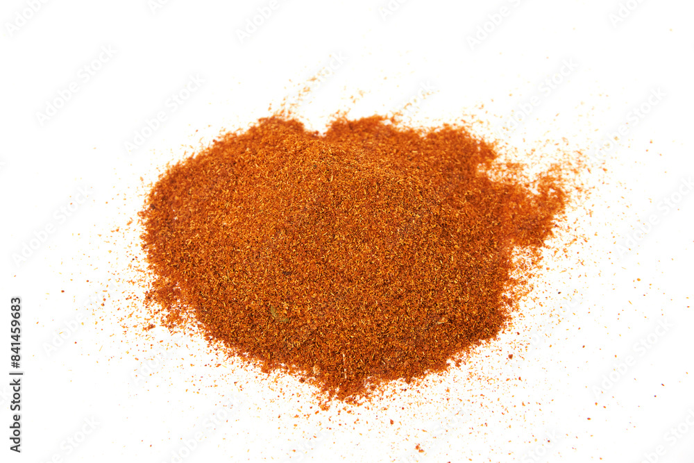 Pile of Paprika powder isolated on white background. Sweet Red Chili Powder. Paprika Powder for Garnish, Season, make spice rubs or marinades. Pile of Paprika powder isolated on white background. Sweet Red Chili Powder. Paprika Powder for Garnish, Season, make spice rubs or marinades.