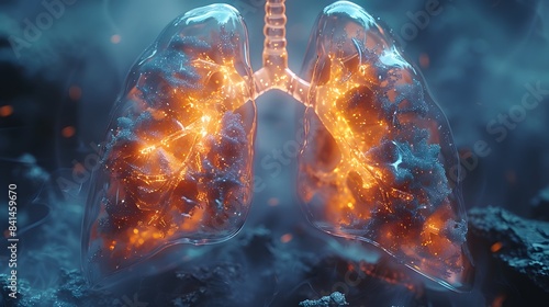 3D model of the lungs that can be seen inside. Perhaps in the future medical laboratories will have technological advances that will be able to treat many types of diseases. Do it more efficiently. photo