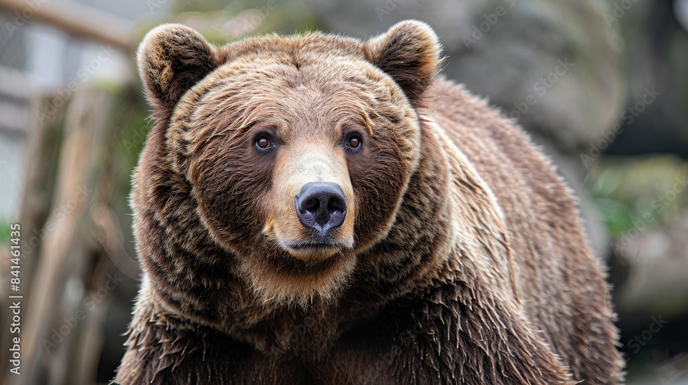 brown bear close up standing on hind legs . Generative Ai brown bear close up standing on hind legs . Generative Ai