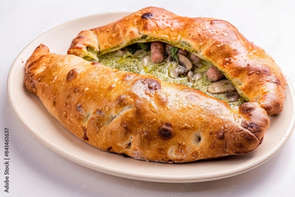 Gourmet Baked and Fried Calzone with Italian Sausage, Ricotta, and Pesto Gourmet Baked and Fried Calzone with Italian Sausage, Ricotta, and Pesto