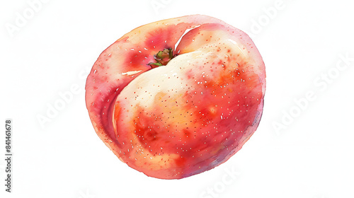 a peach painted in watercolor
