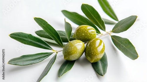 Wallpaper Mural A green olive branch with two green olives and green leaves isolated on a white background  Torontodigital.ca