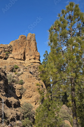 Rock formation at Roque Nublo on Gran Canaria,Canary Islands,Spain,Europe 