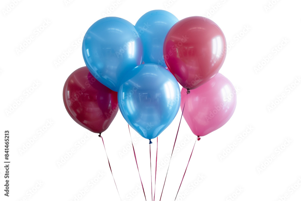 Pink red blue balloons isolated on transparent background Pink red blue balloons isolated on transparent background