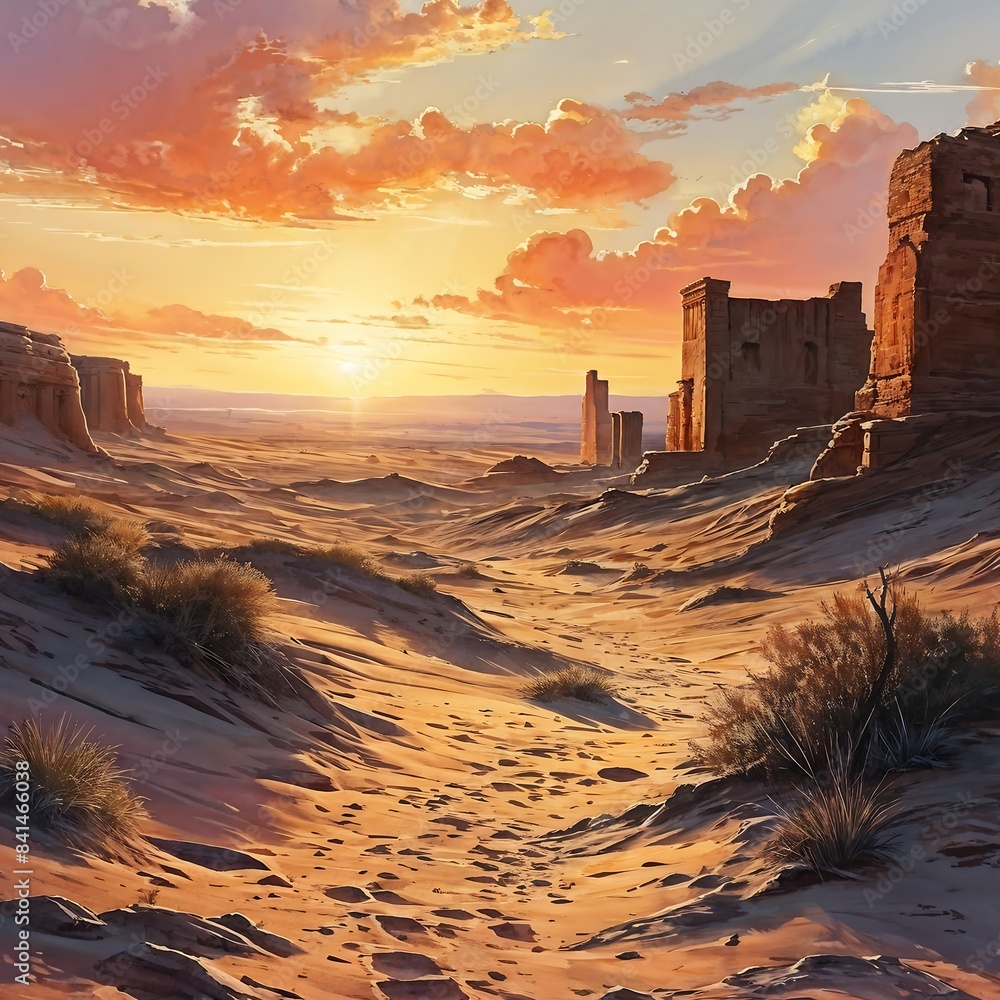 Fototapeta premium sunset over the desert