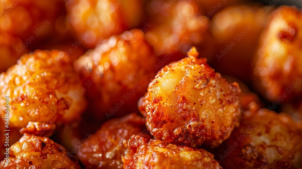 A tater tots close up, food design, dynamic, dramatic compositions, with copy space. A tater tots close up, food design, dynamic, dramatic compositions, with copy space.