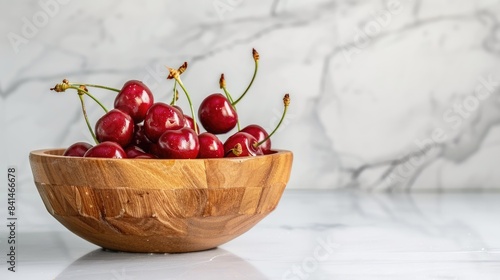 A Bowl of Summers Bounty on a Marble Countertop