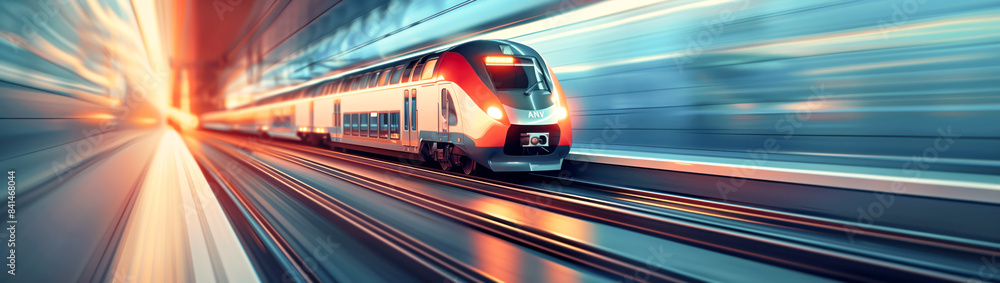 Naklejka premium Blurred background of the express modern train in motion.