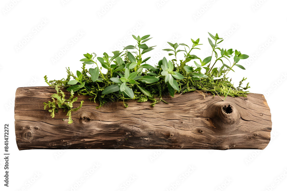 Plant in log wood isolated on transparent background Plant in log wood isolated on transparent background