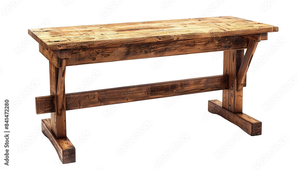 Sturdy wooden workbench with a rustic look, ideal for workshops or crafting, made from aged wood offering durability and charm.