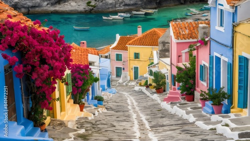 Fototapeta Naklejka Na Ścianę i Meble -  Colorful Charm: Assos Village Streets
