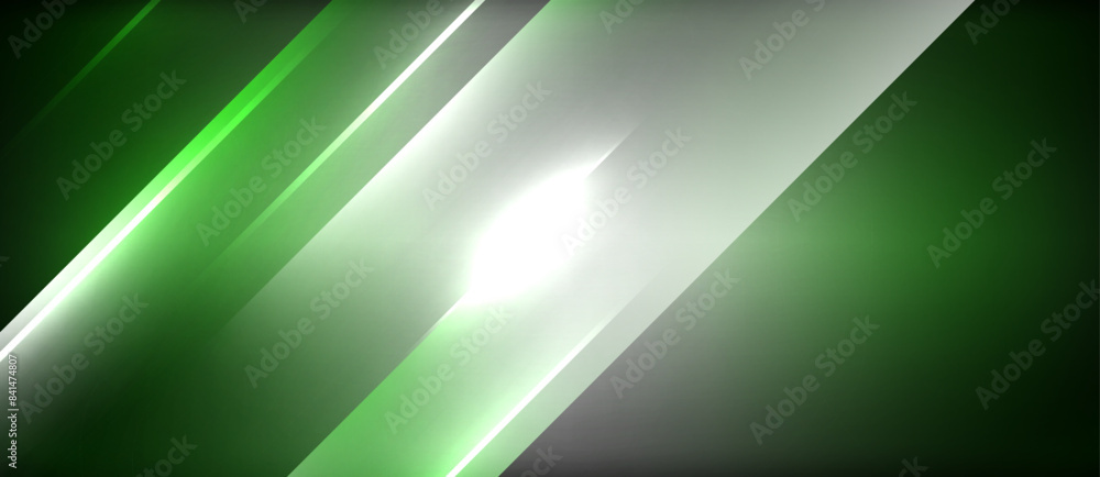 Obraz premium Neon dynamic diagonal light rays background. Techno digital geometric concept design for wallpaper, banner, presentation, background