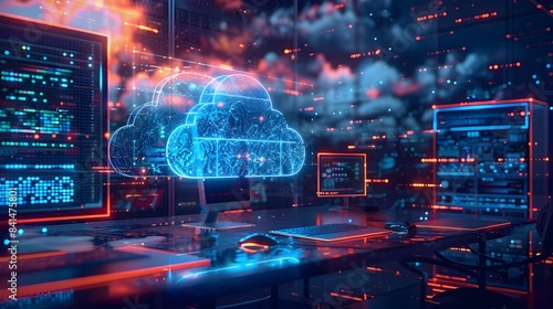 Wallpaper Mural Futuristic High Tech Workspace Powered by Cloud Computing and Innovation Torontodigital.ca