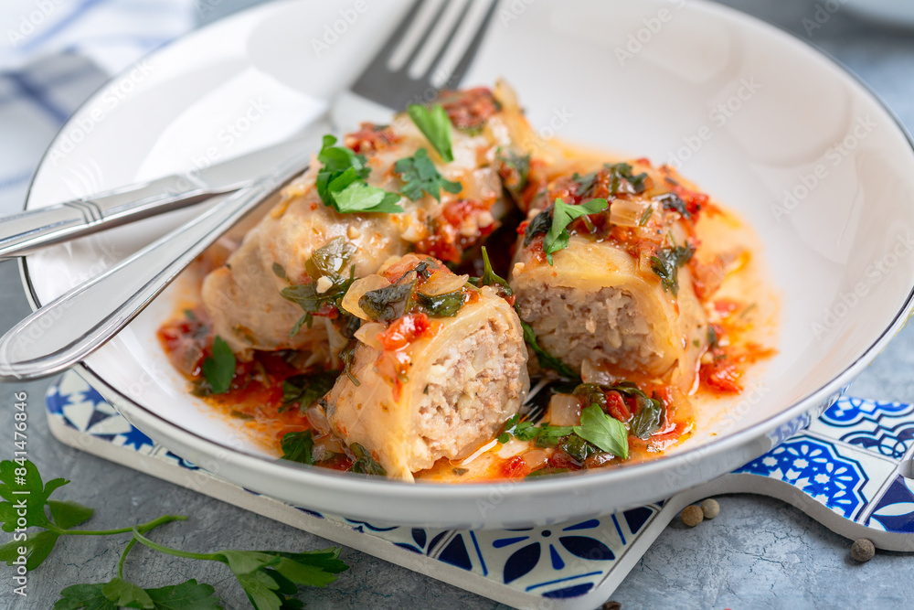Cabbage rolls with meat and bulgur or rice. Cabbage rolls with meat and bulgur or rice.