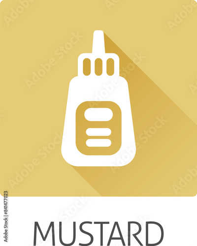 Ketchup or mustard sauce bottle food stylised icon concept. Possibly an icon for the mustard allergen or allergy.