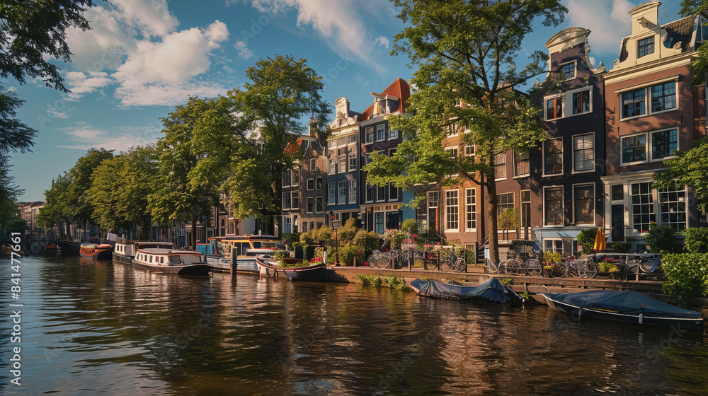 Obraz premium Beautiful houses along the Keizersgracht canal in Amsterdam, Netherlands