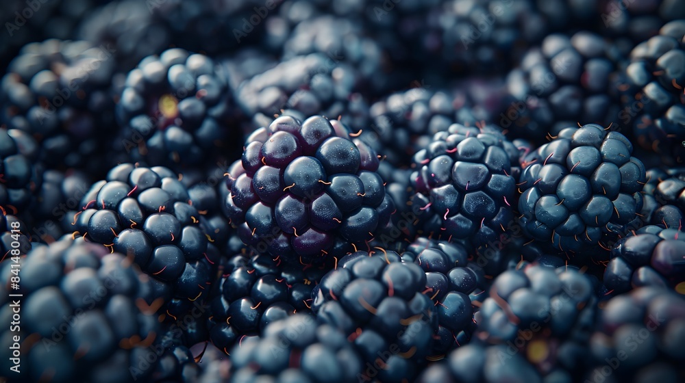 Detailed Cluster of Dark and Luscious Blackberries Showcasing Intricate Texture and Ripeness Detailed Cluster of Dark and Luscious Blackberries Showcasing Intricate Texture and Ripeness