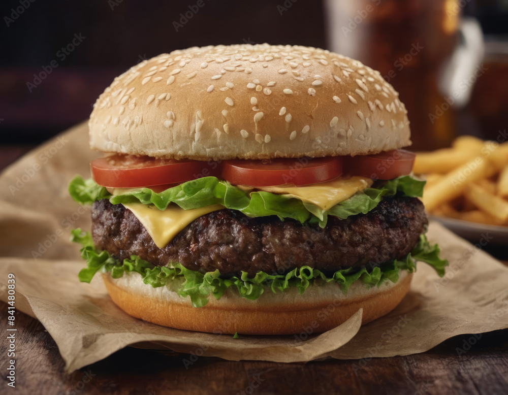 Un hamburger con formaggio monterey jack, ananas grigliato e salsa teriyaki.
Un hamburger con formaggio monterey jack, ananas grigliato e salsa teriyaki.