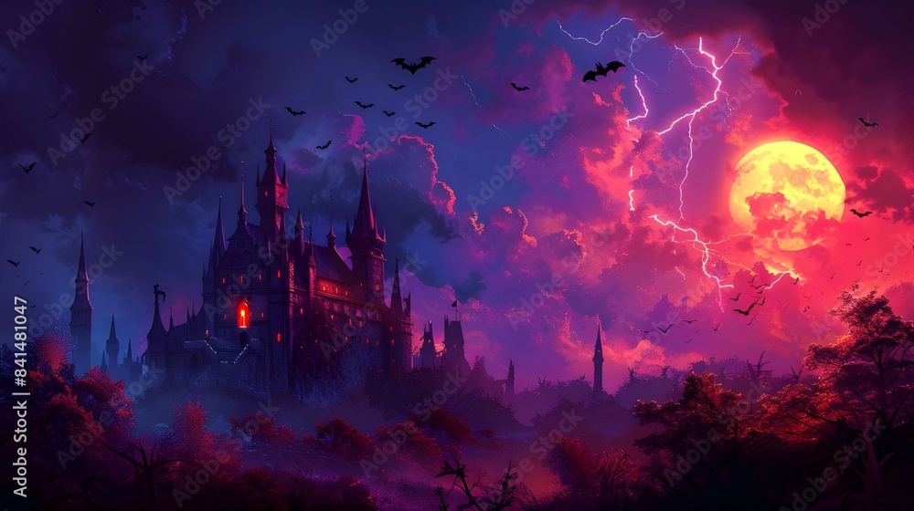 Haunted Castle at Dusk Ai generated Haunted Castle at Dusk Ai generated