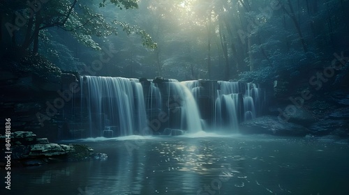 Tranquil Forest Waterfall Ai generated