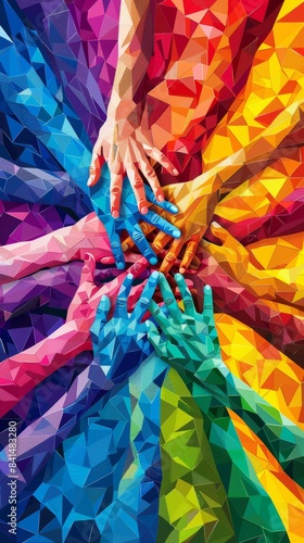  fun, vibrant and colorful poster featuring hands together in unity 