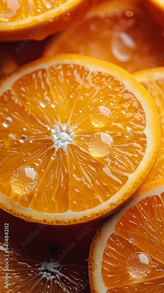 Close Up of Vibrant and Juicy Sliced Orange Showcasing Fruit s Texture and Color Close Up of Vibrant and Juicy Sliced Orange Showcasing Fruit s Texture and Color