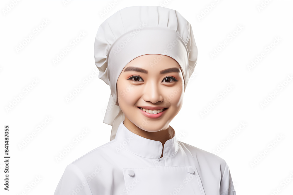 Smiling asian pastry chef on white background. Smiling asian baker. Bakery professions. Bakery job offer. Asian pastry maker. Asia. Image for graphic designer. Image for flyers. Asian baker. China. Smiling asian pastry chef on white background. Smiling asian baker. Bakery professions. Bakery job offer. Asian pastry maker. Asia. Image for graphic designer. Image for flyers. Asian baker. China.