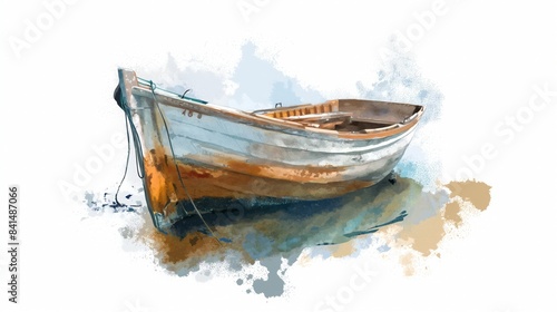 Boat on the water watercolor