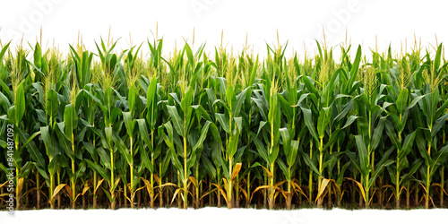  A cornfield isolated on white background, PNG. AI GENERATED