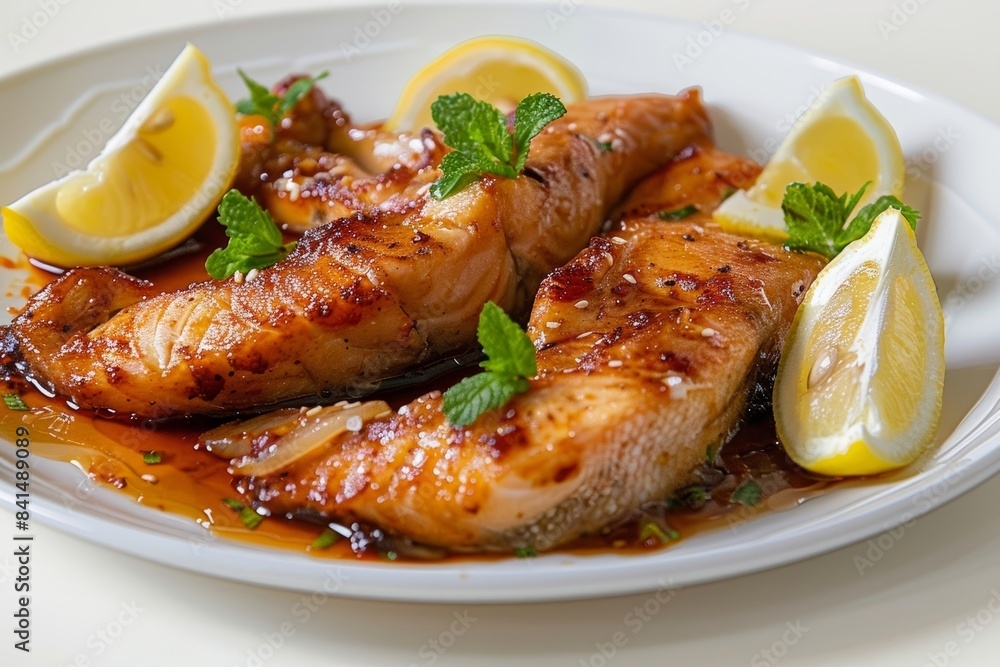 Tender Baked Red Snapper with Bold Tamarind Glaze and Fresh Mint Tender Baked Red Snapper with Bold Tamarind Glaze and Fresh Mint