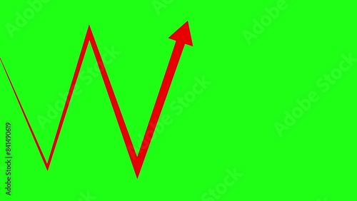 Animation of an arrow moving zig zag to the right on a green screen