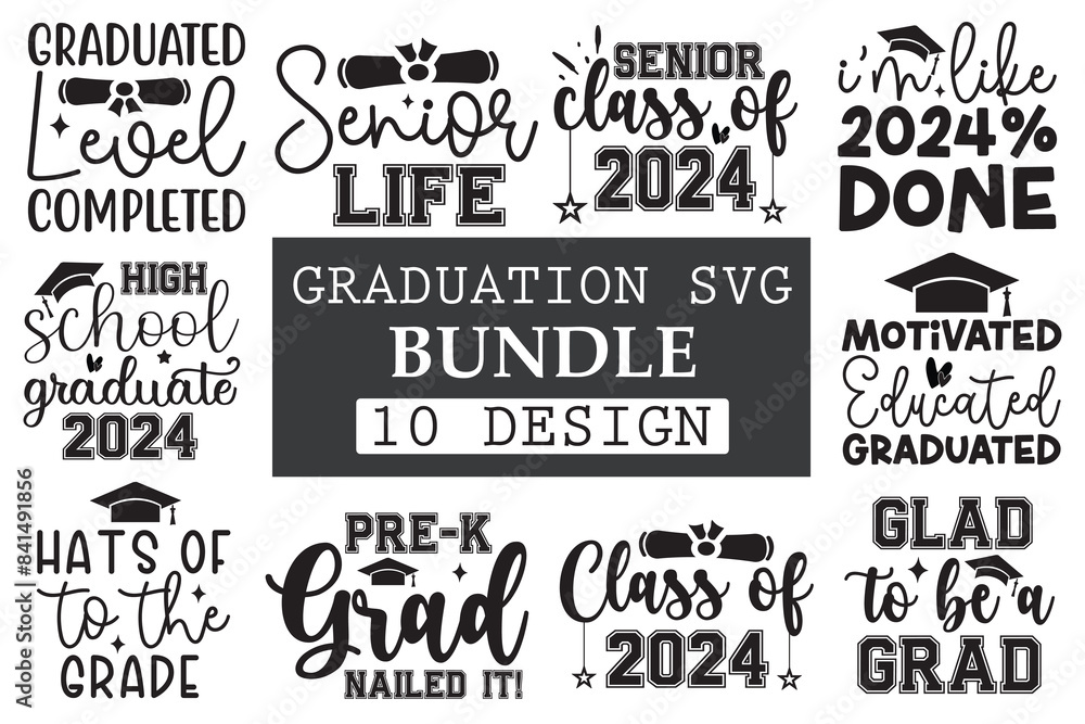 Naklejka premium Graduation Svg Bundle, Graduation Svg, Class of 2024, Senior 2024 Svg, Senior SVG, Graduation Shirt svg
