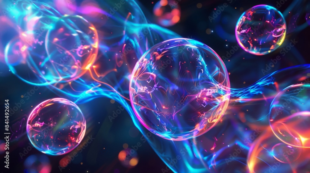 Abstract glowing orbs and swirling energy in a vibrant, ethereal composition. Abstract glowing orbs and swirling energy in a vibrant, ethereal composition.