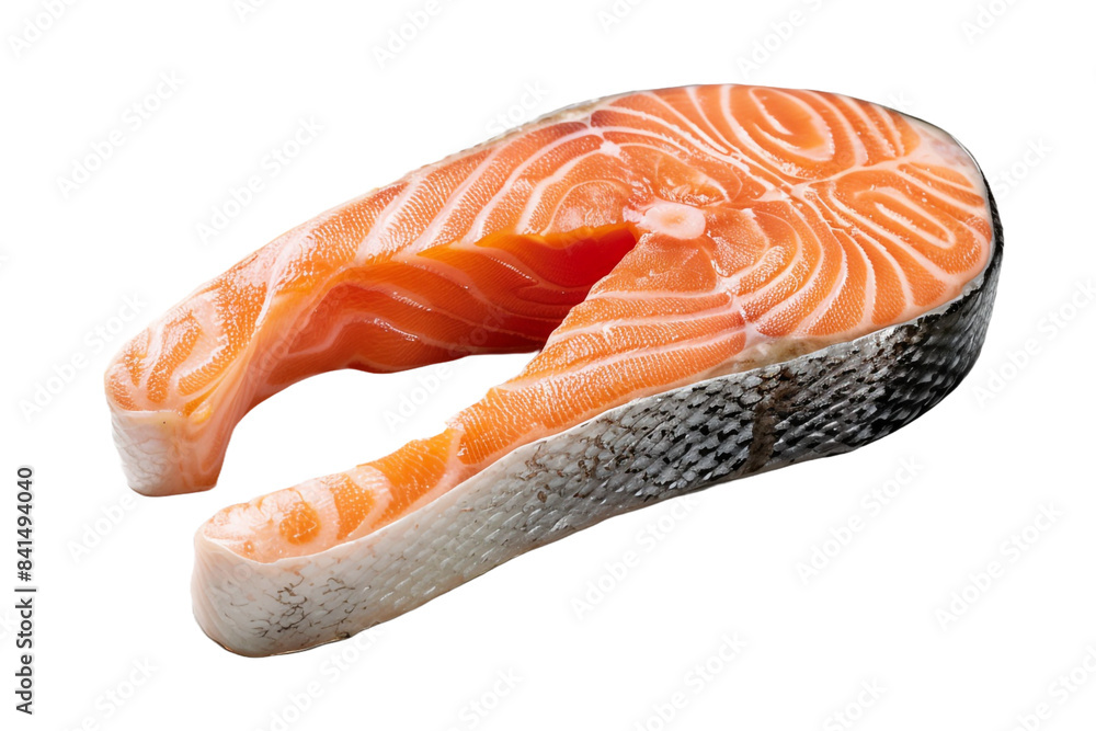 Raw salmon steak isolated on transparent background Raw salmon steak isolated on transparent background