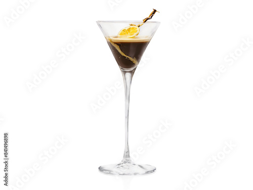 Espresso Romano An espresso romano in a sleek glass with a twist of lemon peel