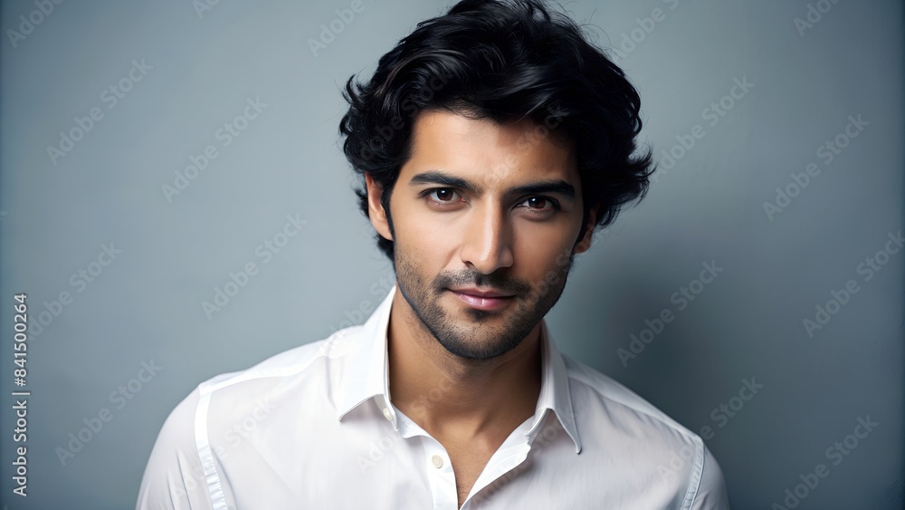 a man with a white shirt and a black hair a man with a white shirt and a black hair