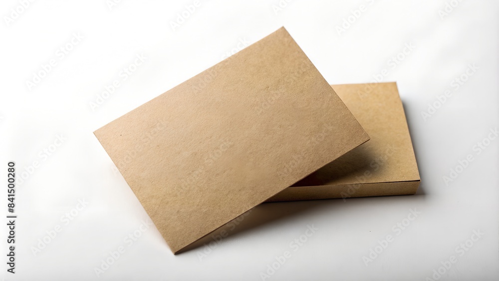 Mock-up of empty kraft paper, business card. Branding presentation. White background. Close-up. Mock-up of empty kraft paper, business card. Branding presentation. White background. Close-up.