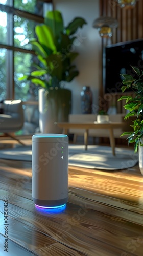 AI Powered Smart Home Assistant Device Enhancing Modern Lifestyle Efficiency photo