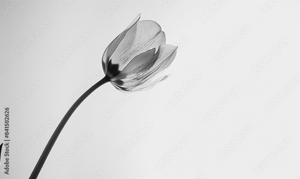 Tulip on gray background black and white Tulip on gray background black and white