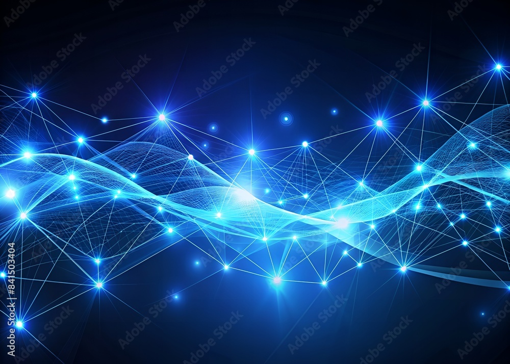 Obraz premium Blue Glowing Plexus. Futuristic Technology Concept. 3D Rendering.