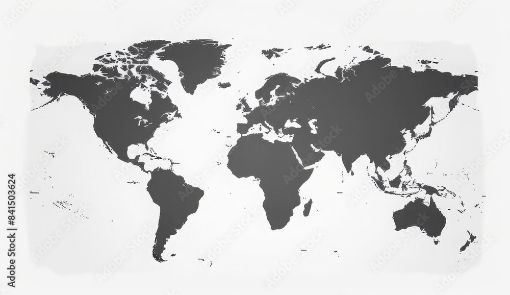 A simple flat grey world map with the outlines of countries in gray on a white background A simple flat grey world map with the outlines of countries in gray on a white background