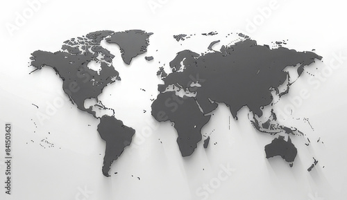 Fototapeta Naklejka Na Ścianę i Meble -  A simple flat grey world map with the outlines of countries in gray on a white background