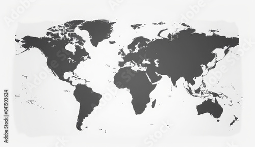 Fototapeta Naklejka Na Ścianę i Meble -  A simple flat grey world map with the outlines of countries in gray on a white background