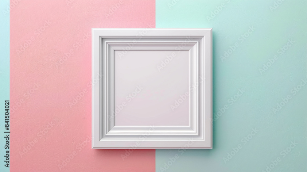 a white frame of a picture on pastel wall a white frame of a picture on pastel wall
