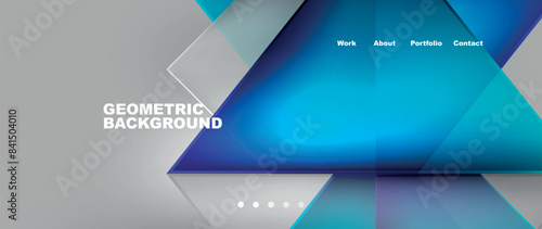 Metal triangles with colorful bright triangles. Geometric modern minimalist design template